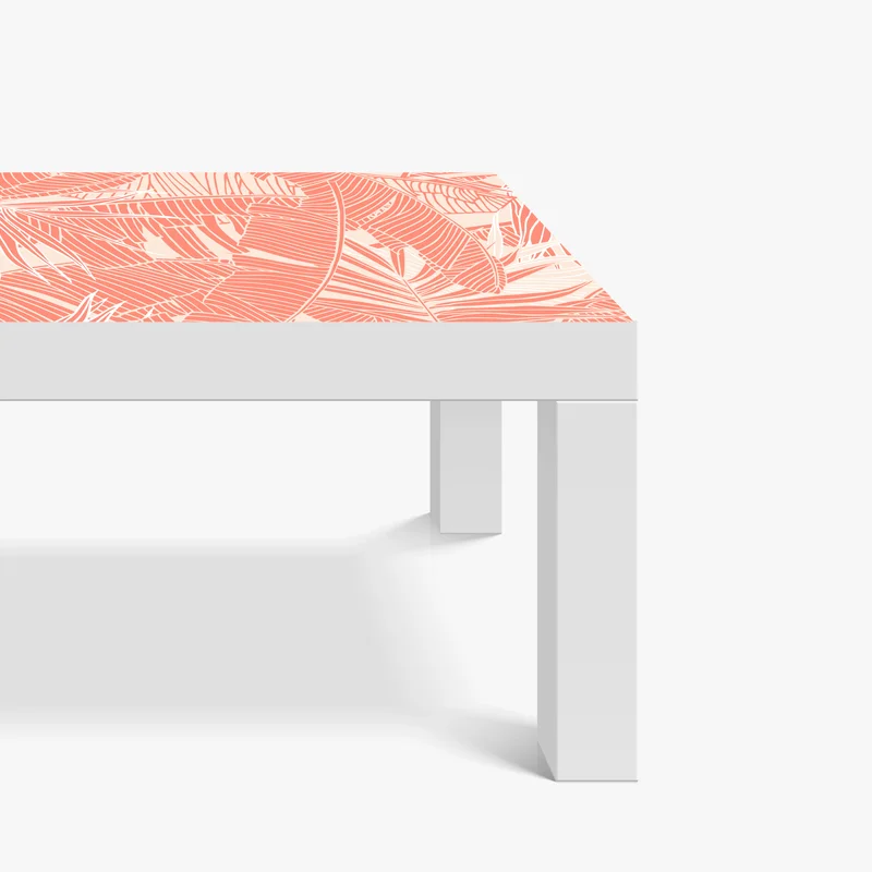 Tischaufkleber und Schreibtischaufkleber korallenfarbenes tropisches blattmuster