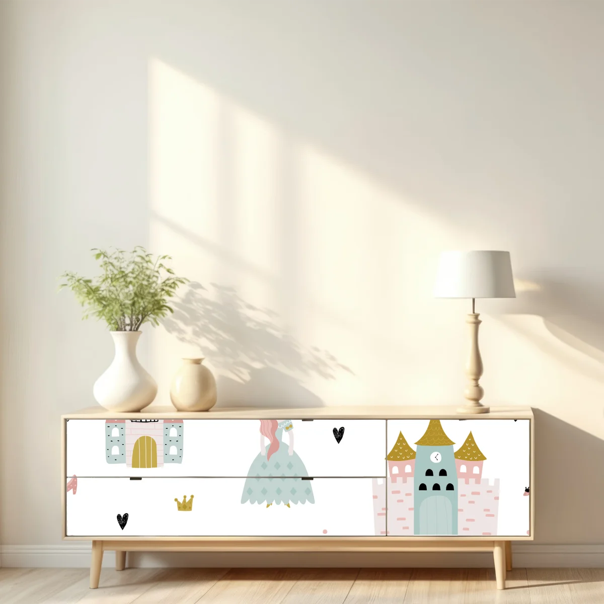 Repositionierbarer Aufkleber pastell prinzessin muster für kinderzimmer Repositionierbarer Aufkleber pastell prinzessin muster für kinderzimmer