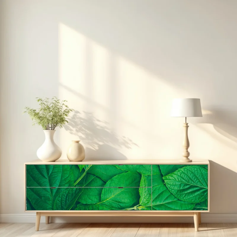 Repositionierbarer Aufkleber saftige grüne blätter