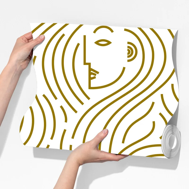 Fototapete goldene fließende gesichter nahtloses muster Fototapete goldene fließende gesichter nahtloses muster