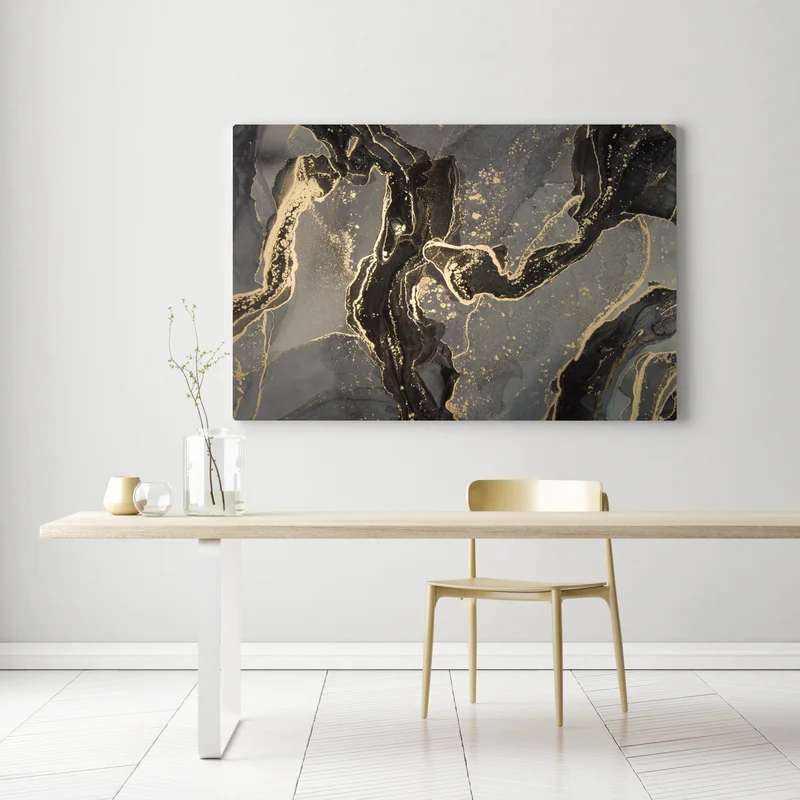 Leinwandbild luxuriöser schwarz-goldener marmor abstrakt Leinwandbild luxuriöser schwarz-goldener marmor abstrakt