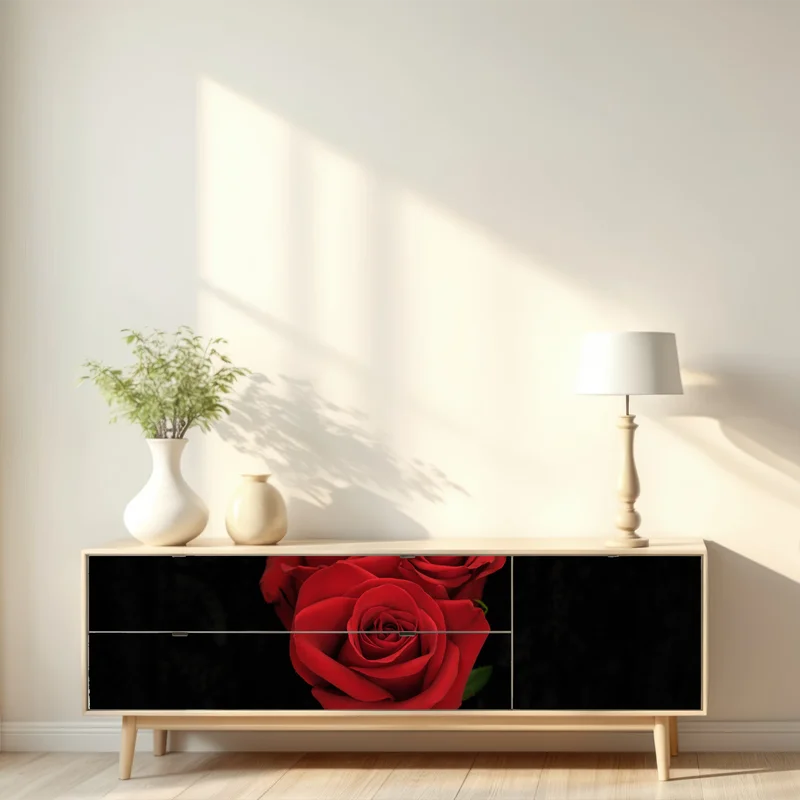 Repositionierbarer Aufkleber rote rosen vor schwarzem hintergrund Repositionierbarer Aufkleber rote rosen vor schwarzem hintergrund