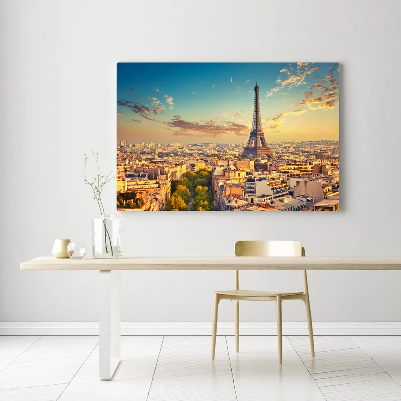 Leinwandbild sonnenuntergang über Paris skyline mit eiffelturm Leinwandbild sonnenuntergang über Paris skyline mit eiffelturm