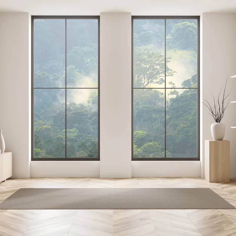 Fensteraufkleber nebliger regenwald mit baumkronen Fensteraufkleber nebliger regenwald mit baumkronen