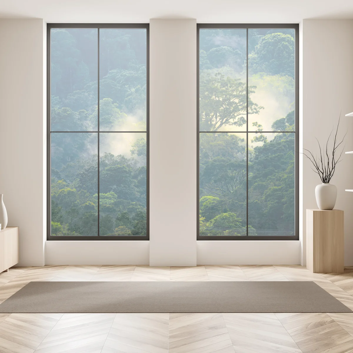 Fensteraufkleber nebliger regenwald mit baumkronen Fensteraufkleber nebliger regenwald mit baumkronen