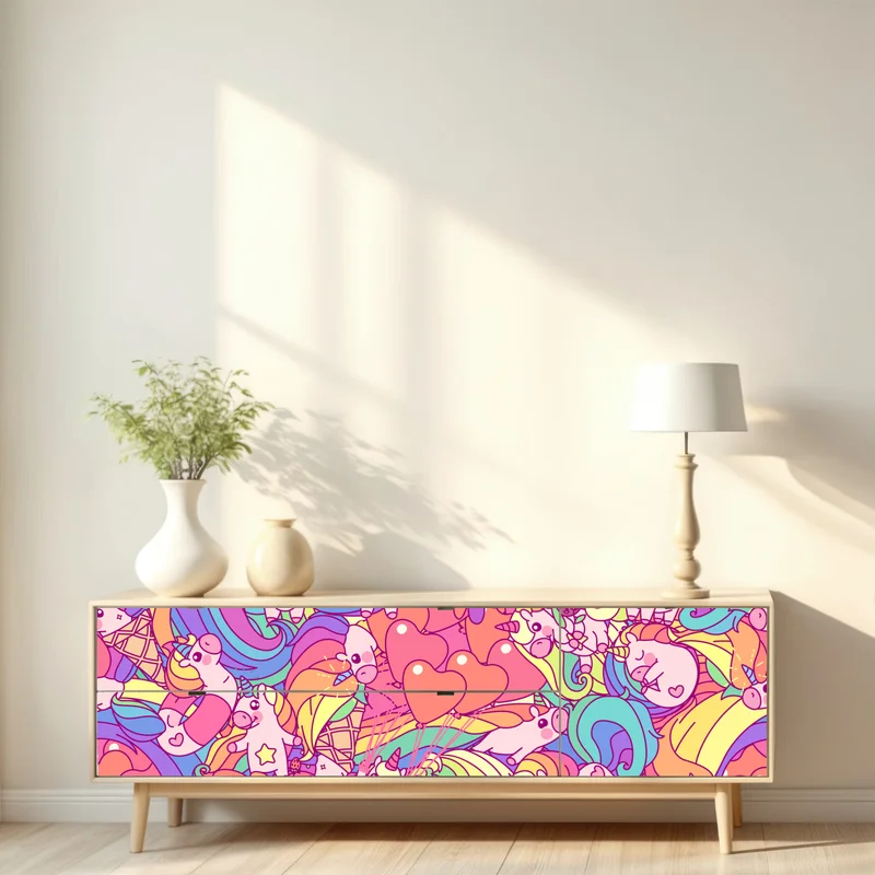 Repositionierbarer Aufkleber verspieltes pastell-einhornmuster • Repositionierbare Aufkleber bei Wallnifity® Repositionierbarer Aufkleber verspieltes pastell-einhornmuster • Repositionierbare Aufkleber bei Wallnifity®