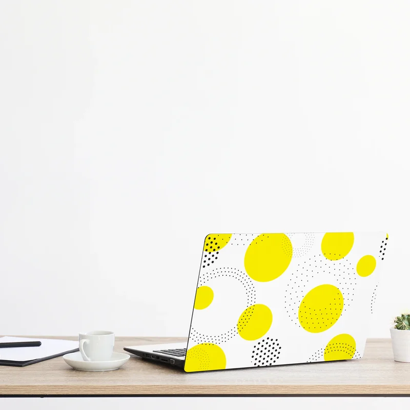 Naklejka na laptopa jasny żółty wzór w kropki do pokoju