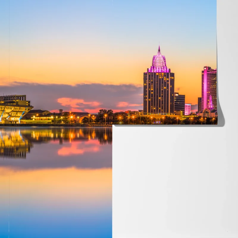 Fototapeta panorama Mobile o zachodzie słońca Fototapeta panorama Mobile o zachodzie słońca