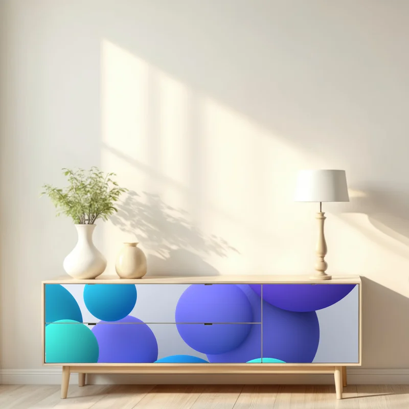 Repositionierbarer Aufkleber bunte schwebende kugeln 3d abstrakt