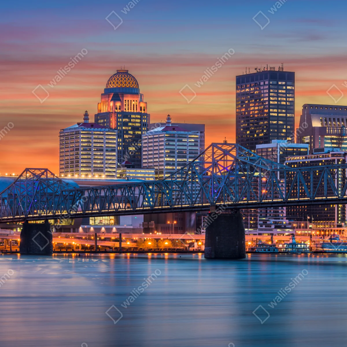 Fototapeta Louisville panorama o zachodzie słońca Fototapeta Louisville panorama o zachodzie słońca