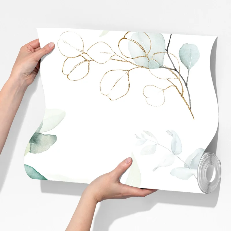 Fototapete eukalyptus aquarell muster in grüntönen Fototapete eukalyptus aquarell muster in grüntönen