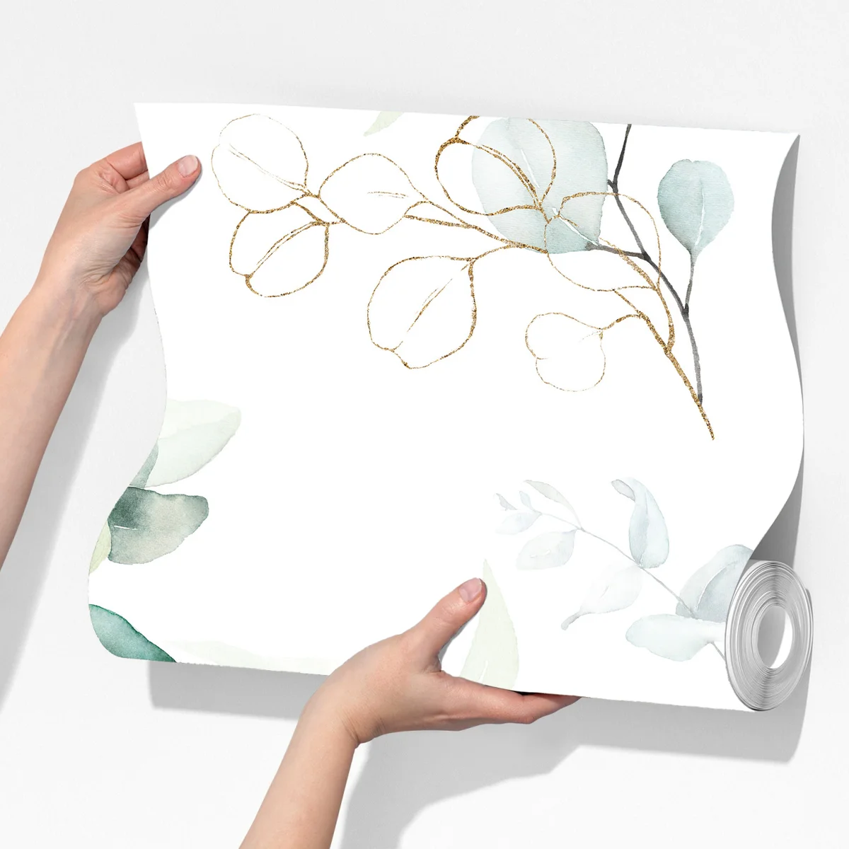 Fototapete eukalyptus aquarell muster in grüntönen Fototapete eukalyptus aquarell muster in grüntönen