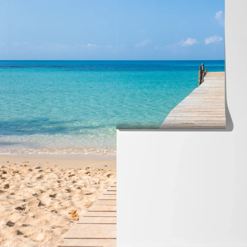 Fototapete hölzerner steg zum türkisfarbenen meer Fototapete hölzerner steg zum türkisfarbenen meer