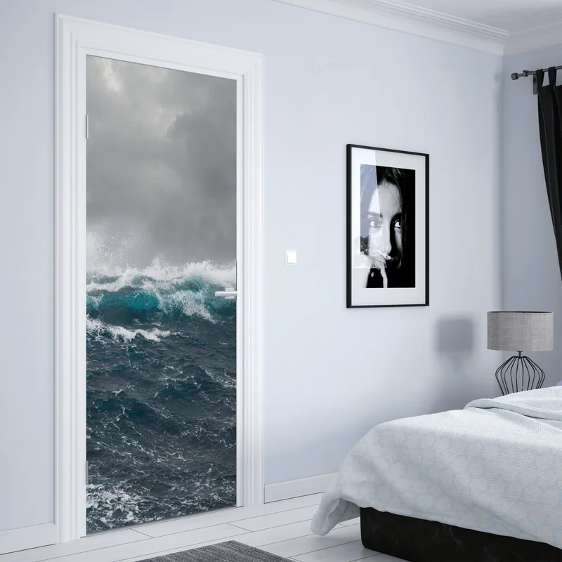 Türaufkleber stürmisches meer mit brechenden wellen