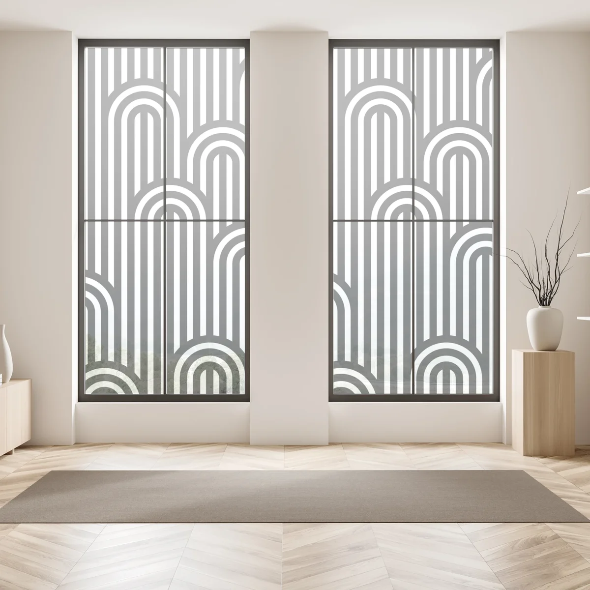 Fensteraufkleber schwarzweißes geometrisches streifenmuster Fensteraufkleber schwarzweißes geometrisches streifenmuster