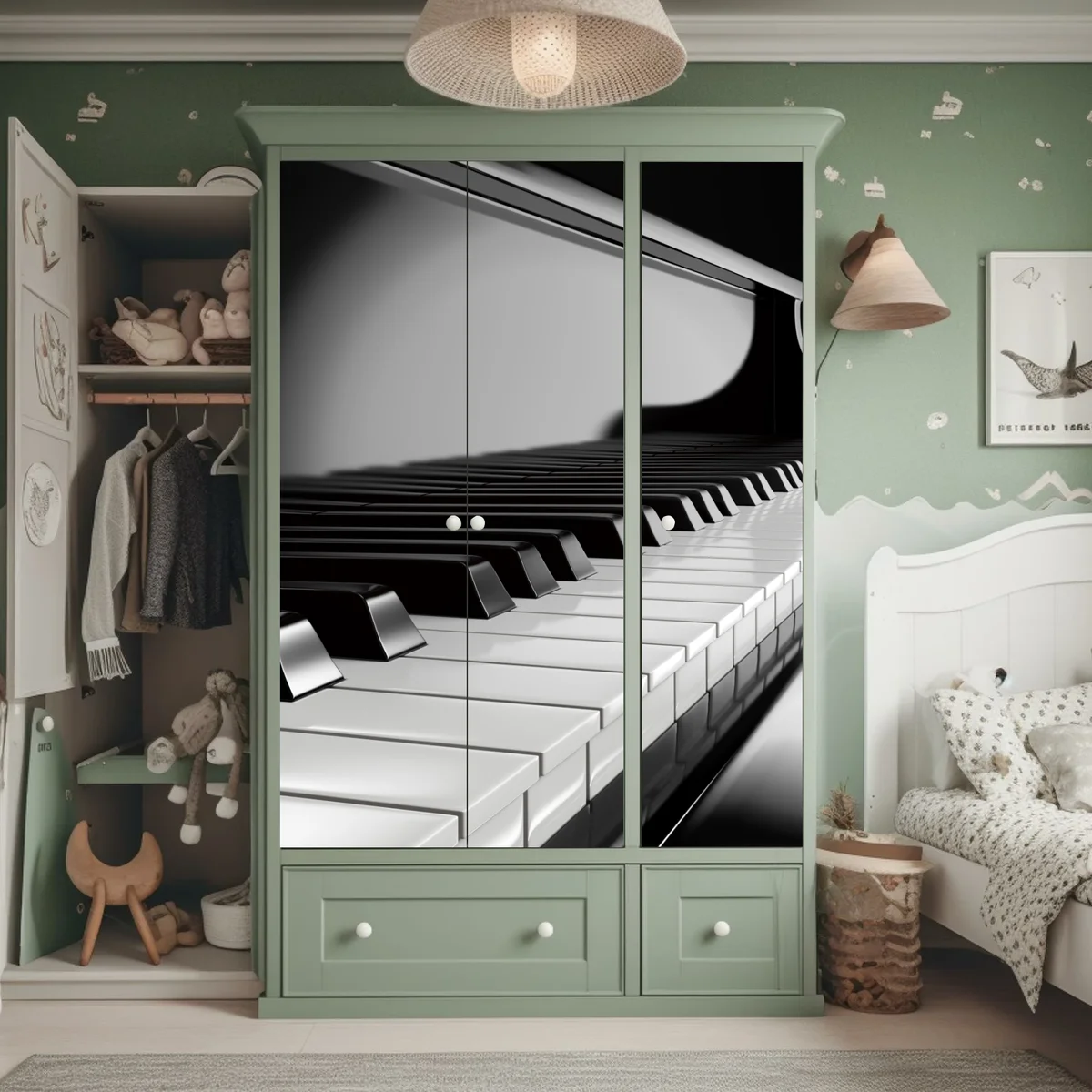 Schrankaufkleber elegante schwarzweiß klaviertasten Schrankaufkleber elegante schwarzweiß klaviertasten