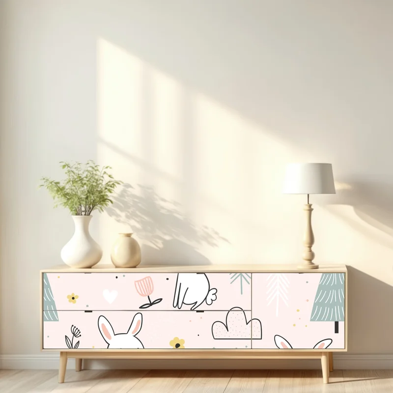Repositionierbarer Aufkleber verspieltes hasenmuster für kinderzimmer Repositionierbarer Aufkleber verspieltes hasenmuster für kinderzimmer