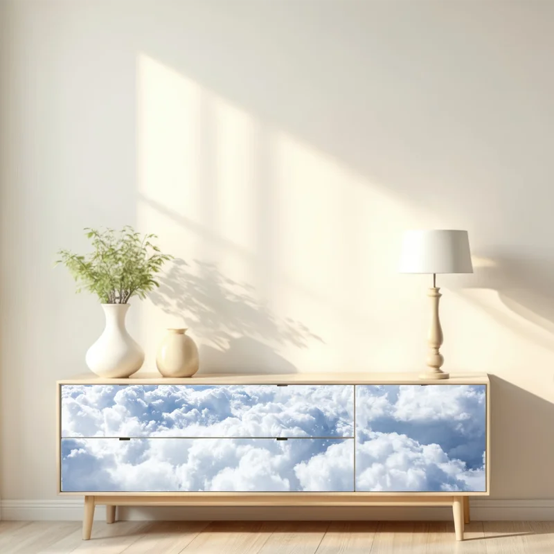 Repositionierbarer Aufkleber ruhige wolkenlandschaft aus der luft