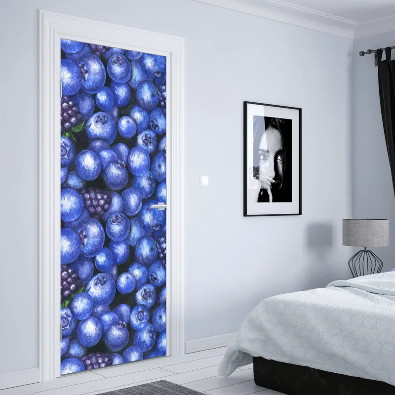 Türaufkleber aquarellmuster mit blaubeeren und brombeeren