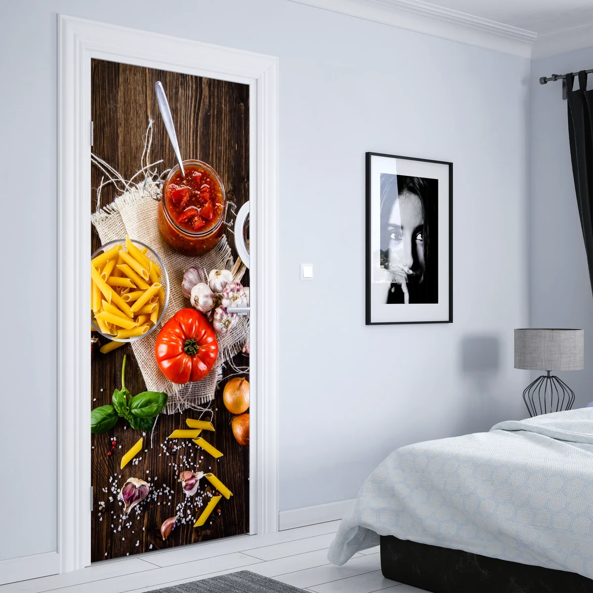 Türaufkleber rustikales italienisches pasta-arrangement Türaufkleber rustikales italienisches pasta-arrangement