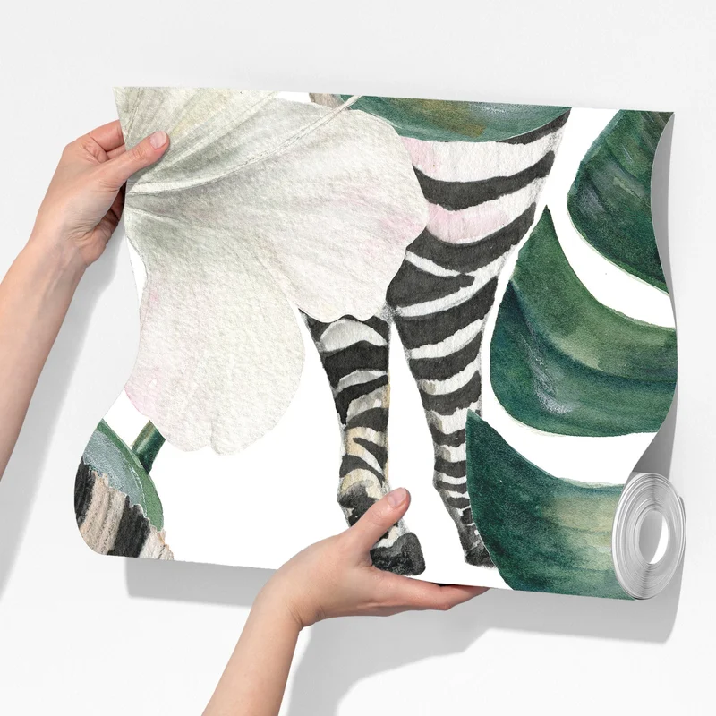 Fototapete tropisches zebramotiv mit monsterablättern Fototapete tropisches zebramotiv mit monsterablättern