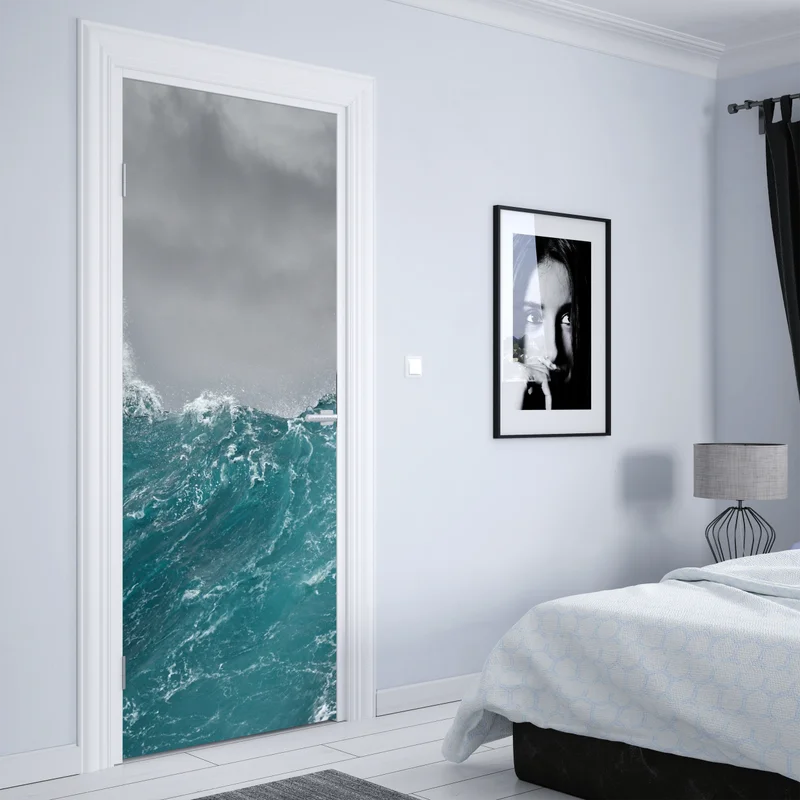 Türaufkleber turbulente türkisfarbene ozeanwellen