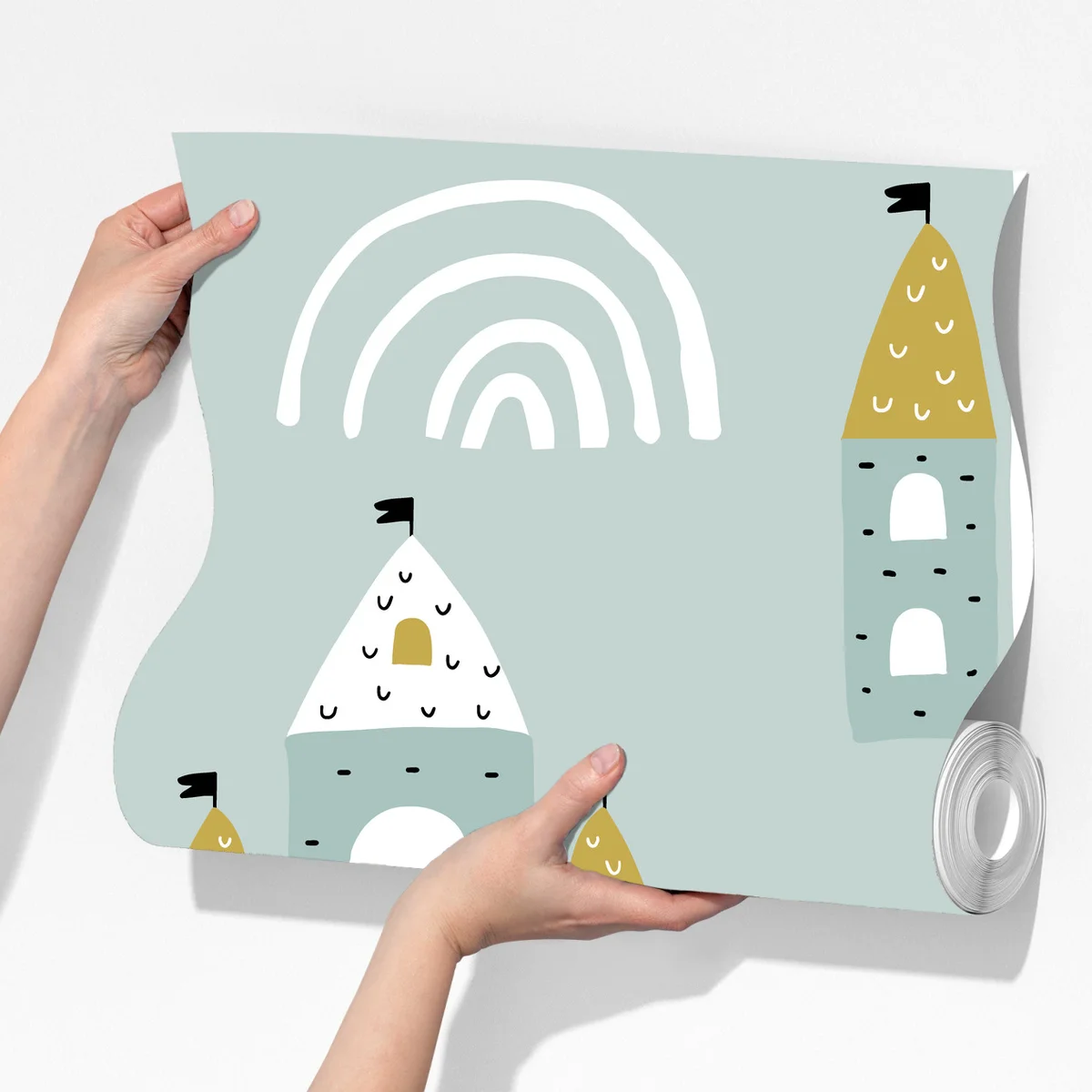 Fototapete pastell schlossmuster für kinderzimmer Fototapete pastell schlossmuster für kinderzimmer