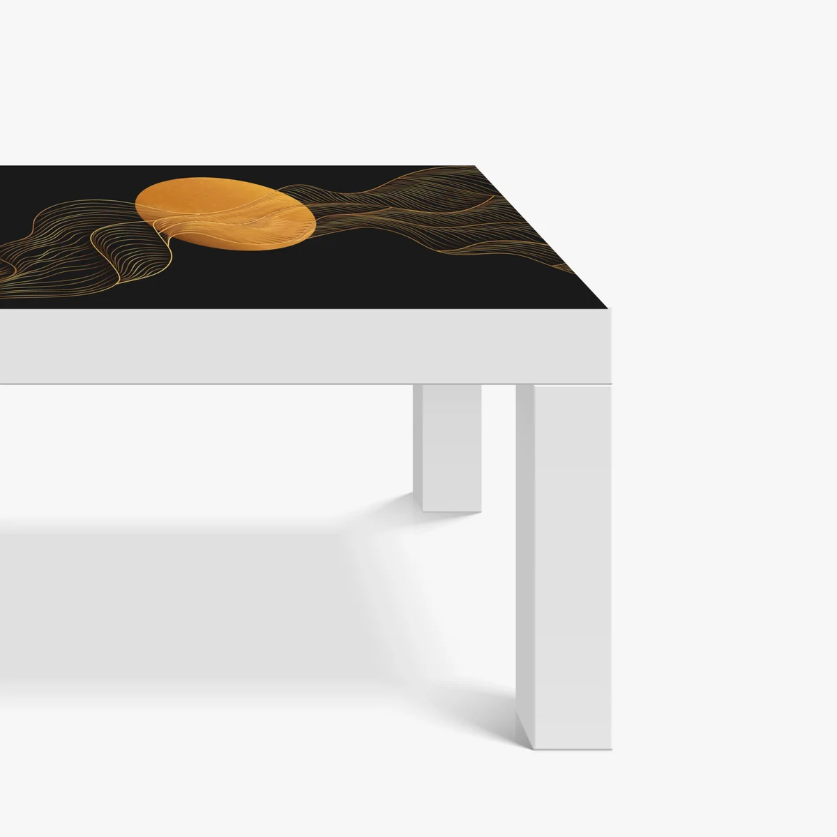 Tischaufkleber und Schreibtischaufkleber goldene wellen auf schwarzem grund — abstrakte komposition Tischaufkleber und Schreibtischaufkleber goldene wellen auf schwarzem grund — abstrakte komposition