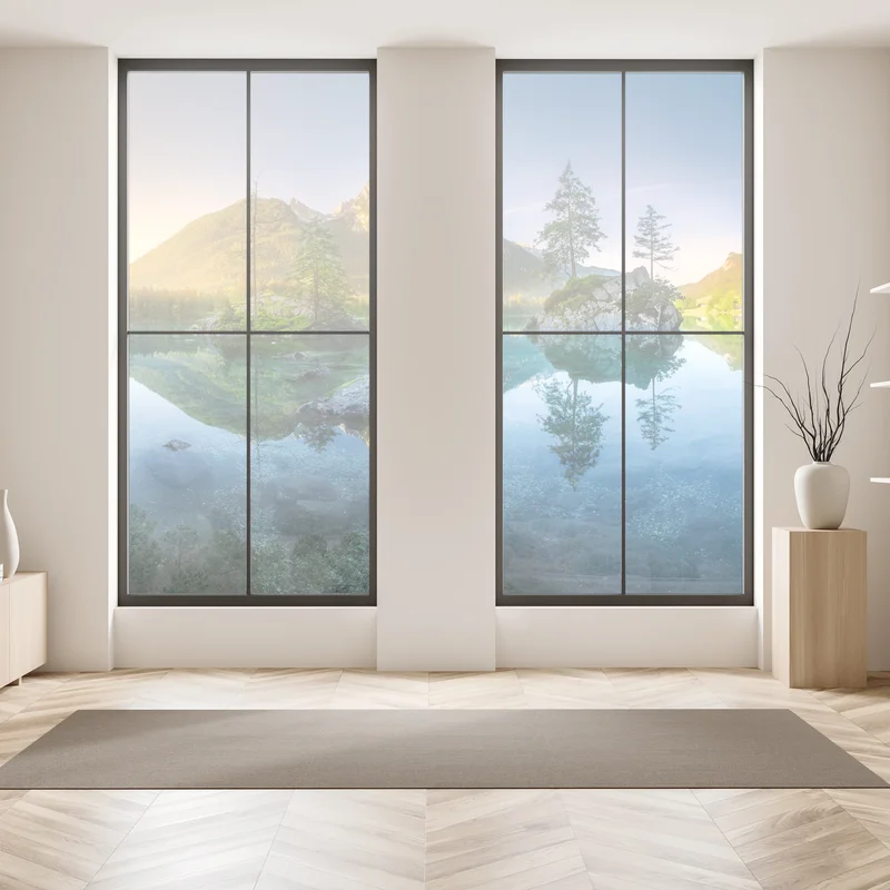 Fensteraufkleber alpensee bei sonnenaufgang mit spiegelnder reflexion