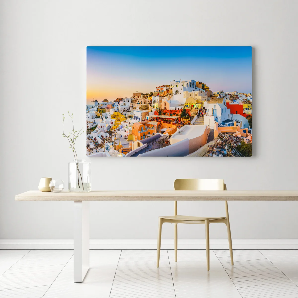 Leinwandbild sonnenuntergang über Santorini panoramaansicht Leinwandbild sonnenuntergang über Santorini panoramaansicht
