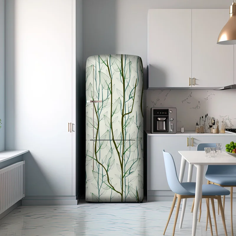 Kühlschrankaufkleber zartes muster mit blättern und zweigen Kühlschrankaufkleber zartes muster mit blättern und zweigen