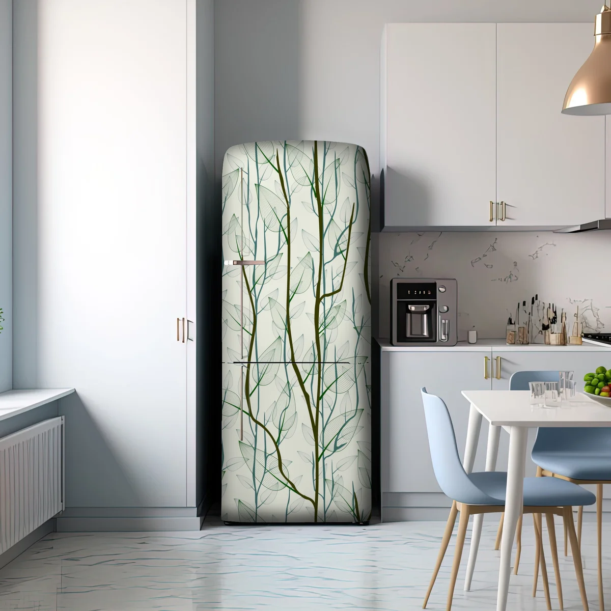 Kühlschrankaufkleber zartes muster mit blättern und zweigen Kühlschrankaufkleber zartes muster mit blättern und zweigen