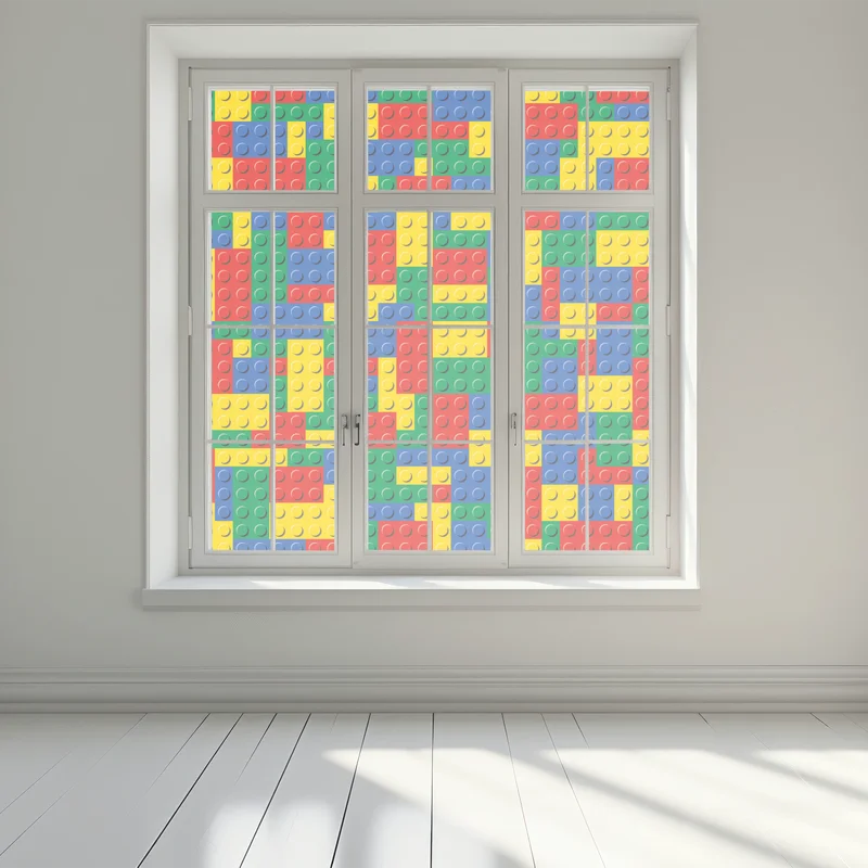 Fensteraufkleber buntes bausteinmuster