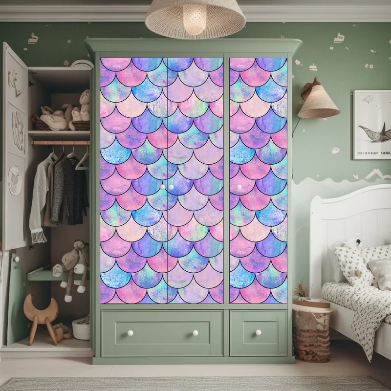 Schrankaufkleber pastell meerjungfrauen schuppenmuster Schrankaufkleber pastell meerjungfrauen schuppenmuster