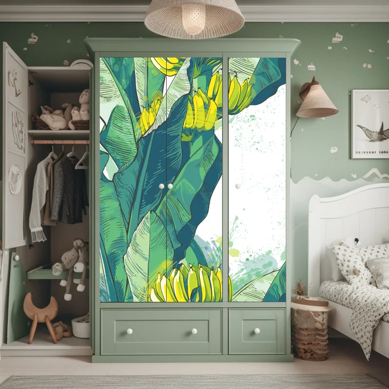 Schrankaufkleber tropische bananenblatt-illustration