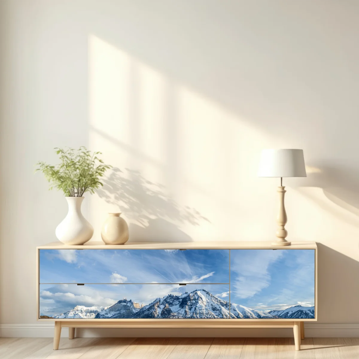 Repositionierbarer Aufkleber bergspiegelungen auf stillem see Repositionierbarer Aufkleber bergspiegelungen auf stillem see