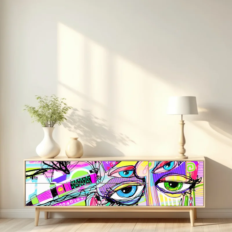 Repositionierbarer Aufkleber buntes abstraktes gesichtsporträt