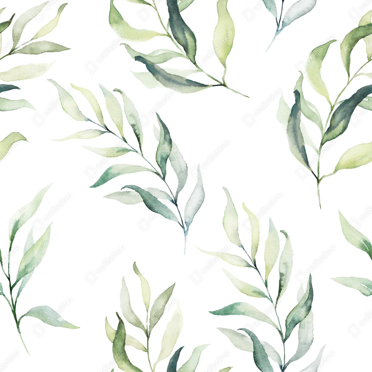 Repositionierbarer Aufkleber sanftes aquarellmuster mit eukalyptusblättern Repositionierbarer Aufkleber sanftes aquarellmuster mit eukalyptusblättern