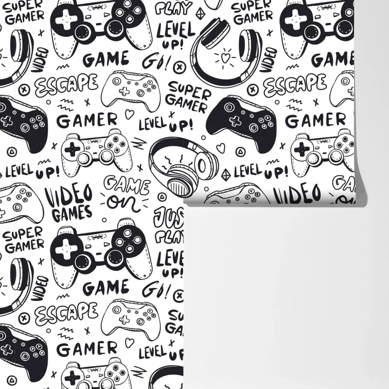 Fototapete doodle-muster mit videospiel-controllern Fototapete doodle-muster mit videospiel-controllern