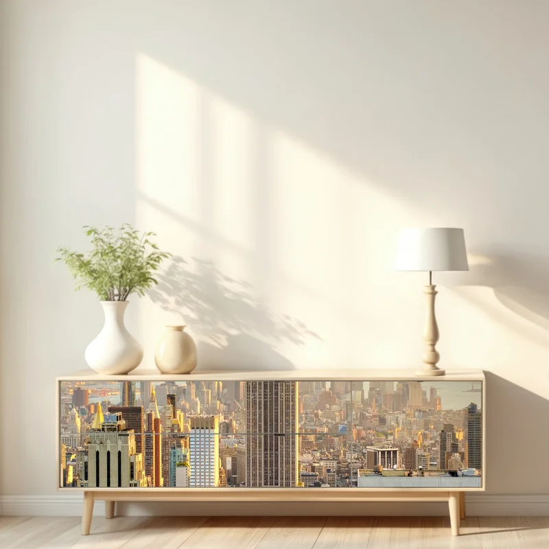 Repositionierbarer Aufkleber New York skyline bei sonnenuntergang Repositionierbarer Aufkleber New York skyline bei sonnenuntergang