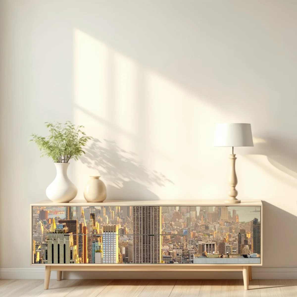 Repositionierbarer Aufkleber New York skyline bei sonnenuntergang Repositionierbarer Aufkleber New York skyline bei sonnenuntergang