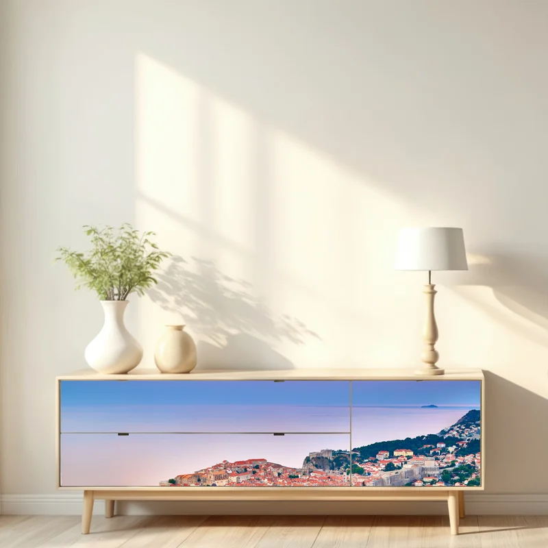 Repositionierbarer Aufkleber Dubrovnik altstadt bei sonnenuntergang