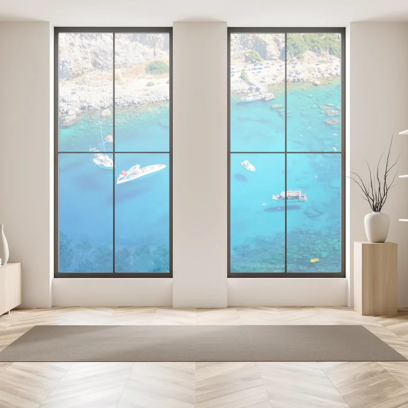 Fensteraufkleber luftaufnahme der Anthony Quinn Bucht, Rhodos