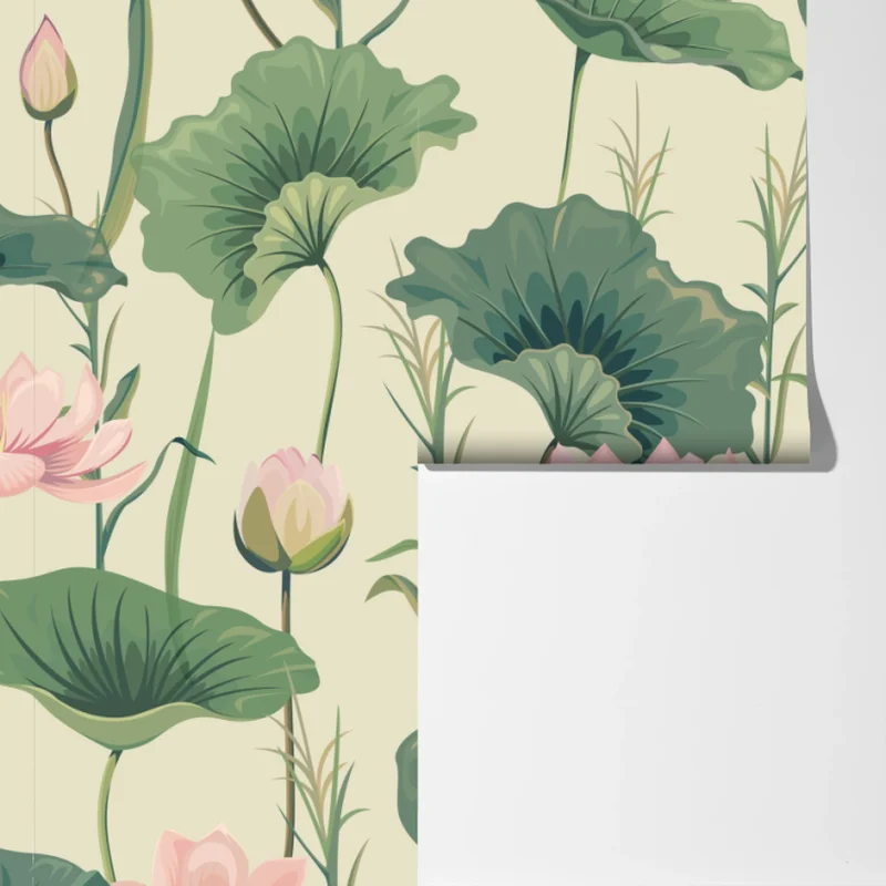 Fototapete sanfter lotusgarten botanisches muster Fototapete sanfter lotusgarten botanisches muster