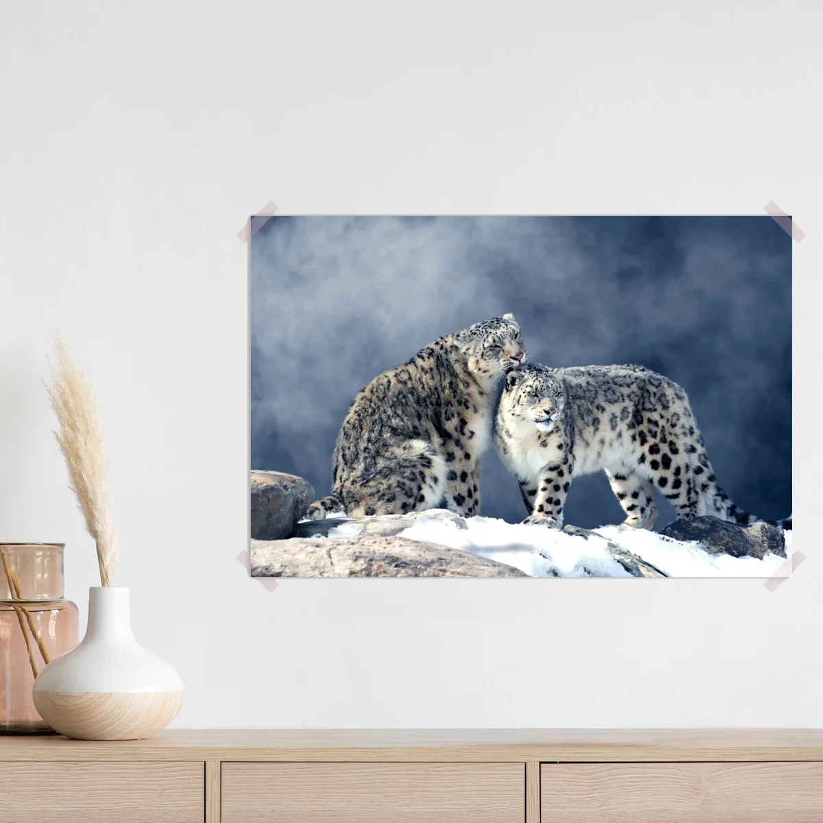 Poster majestätische schneeleoparden im winter Poster majestätische schneeleoparden im winter