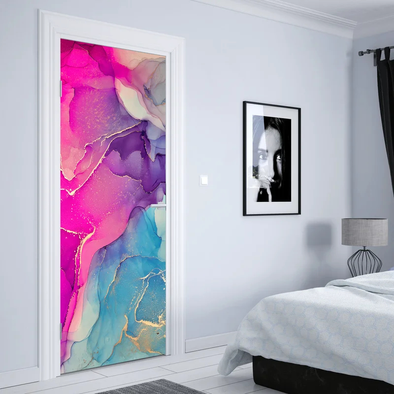 Türaufkleber leuchtende marmorierte komposition aus alkohol-tinte