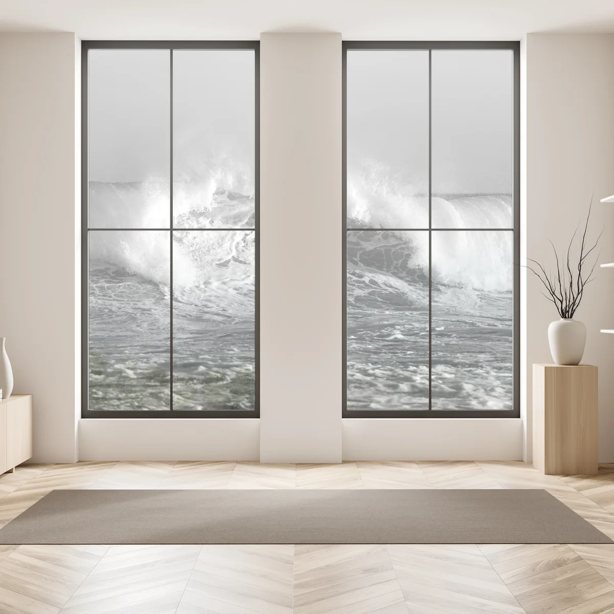 Fensteraufkleber dramatische schwarzweiß-welle des ozeans Fensteraufkleber dramatische schwarzweiß-welle des ozeans