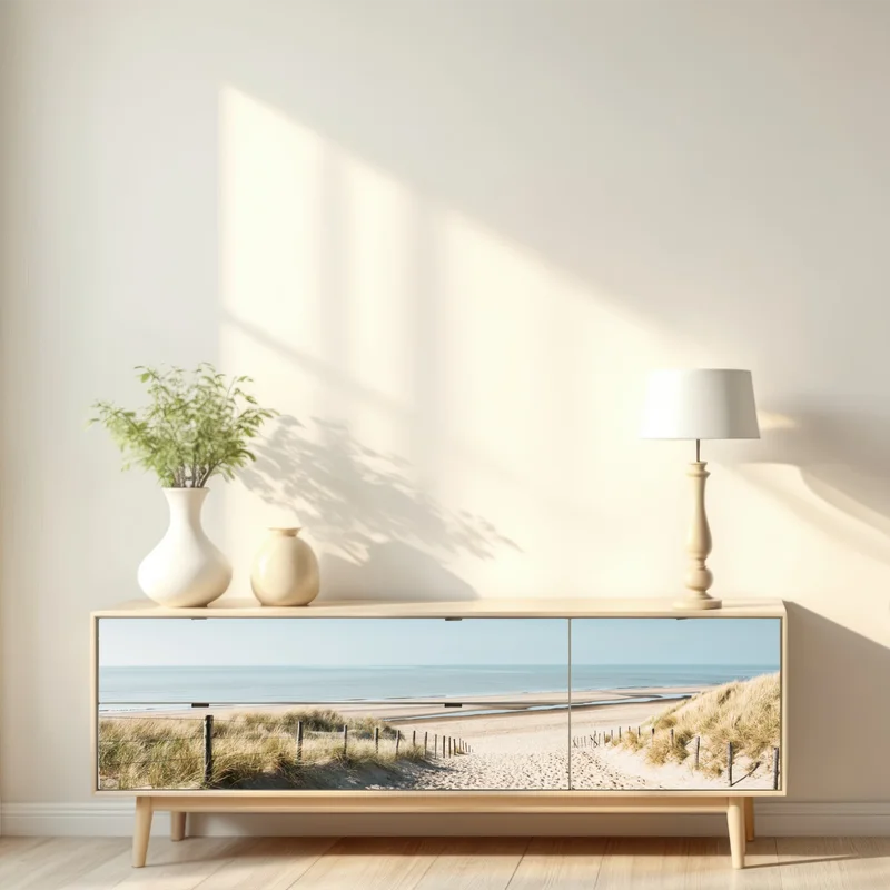 Repositionierbarer Aufkleber sanddünen und ruhige Nordsee bei Noordwijk