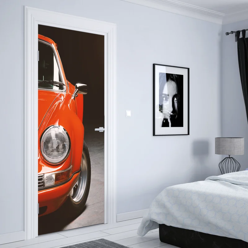 Türaufkleber roter oldtimer sportwagen nahaufnahme Türaufkleber roter oldtimer sportwagen nahaufnahme