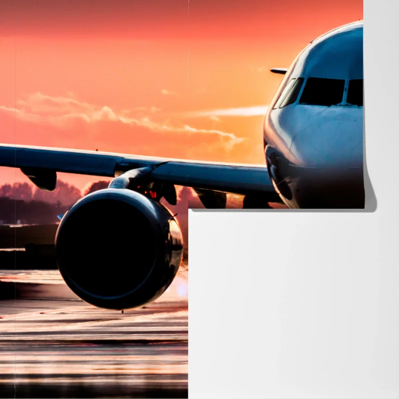 Fototapete jet im sonnenuntergang auf der startbahn Fototapete jet im sonnenuntergang auf der startbahn